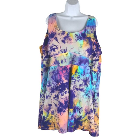 Torrid Tie Dye Swim Dress One Piece Swimsuit 6X Colorful Beach SW-2114 - Picture 1 of 8